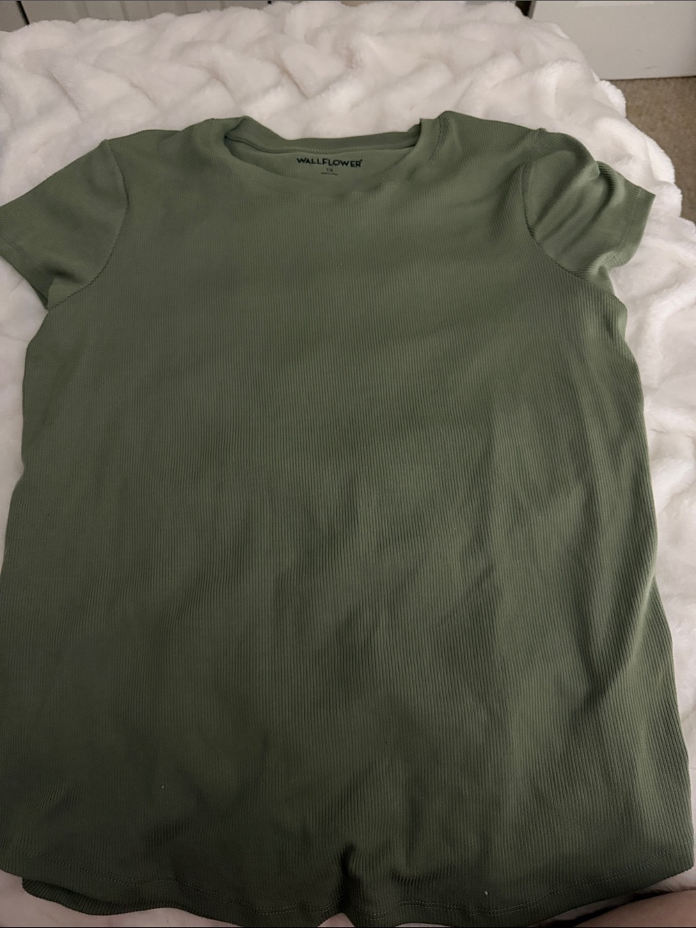Wallflower Olive Ribbed Crewneck Short Sleeve Tee